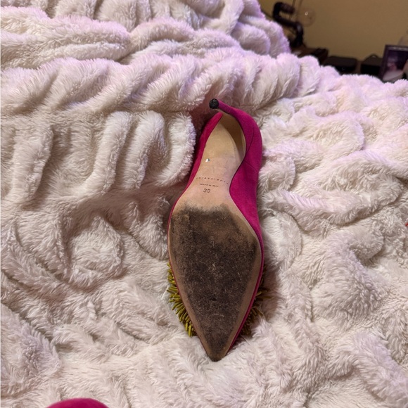 Brian Atwood Shoes - Brian Atwood Fuchsia Pointed-Toe Pump with Fringe Accent
